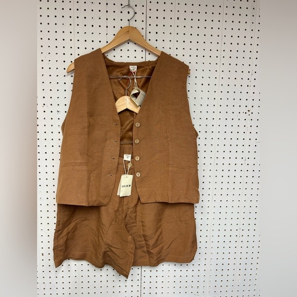 Lintico 100% Linen Matching Set in Caramel Brown - Picture 3 of 9